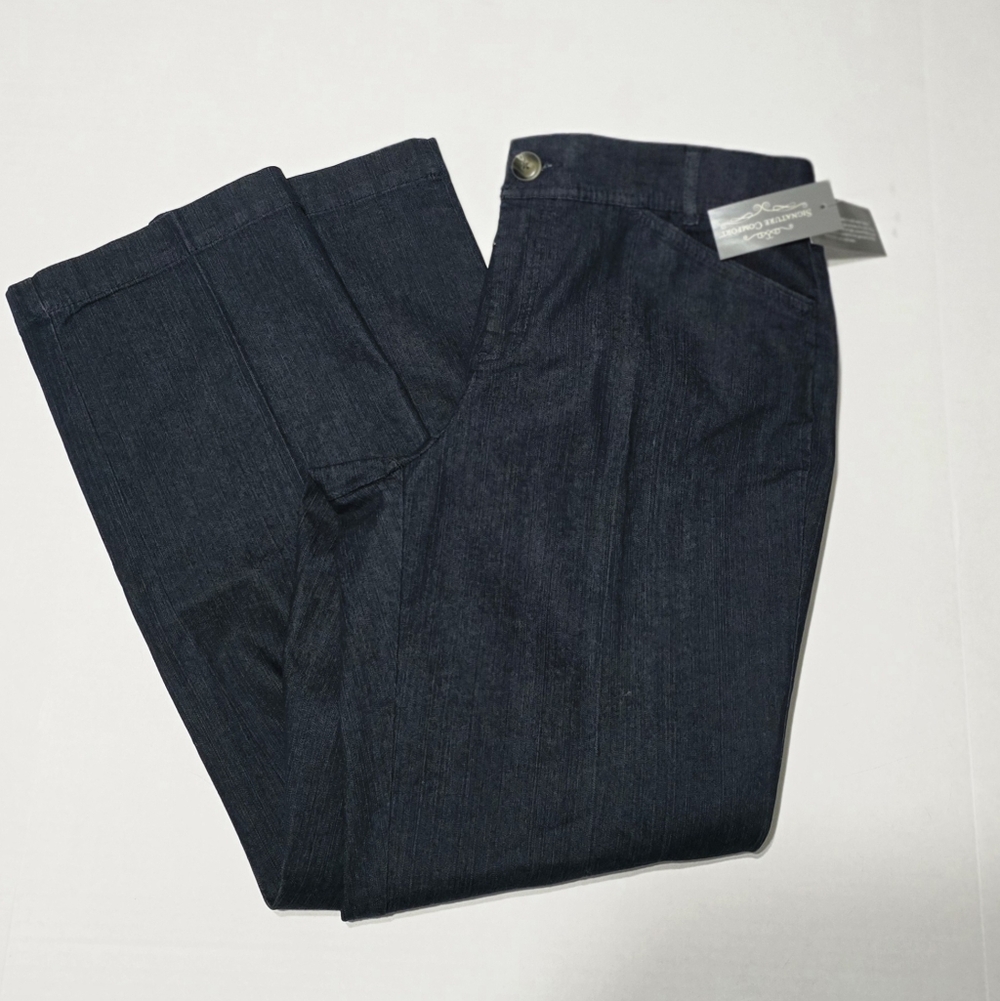 NWT Christopher & Banks Womens 12 Dark Blue Denim Pants Signature Comfort - Picture 6 of 12